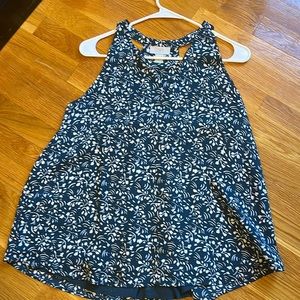 Dark teal patterned medium Anne Taylor loft sleeveless blouse.